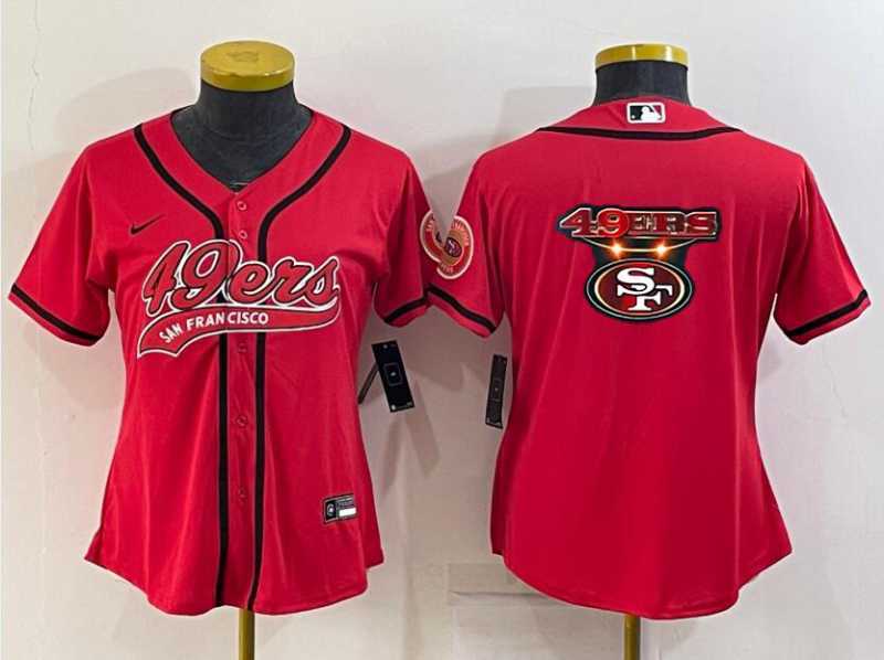 Womens San Francisco 49ers Red Team Big Logo With Patch Cool Base Stitched Baseball Jersey